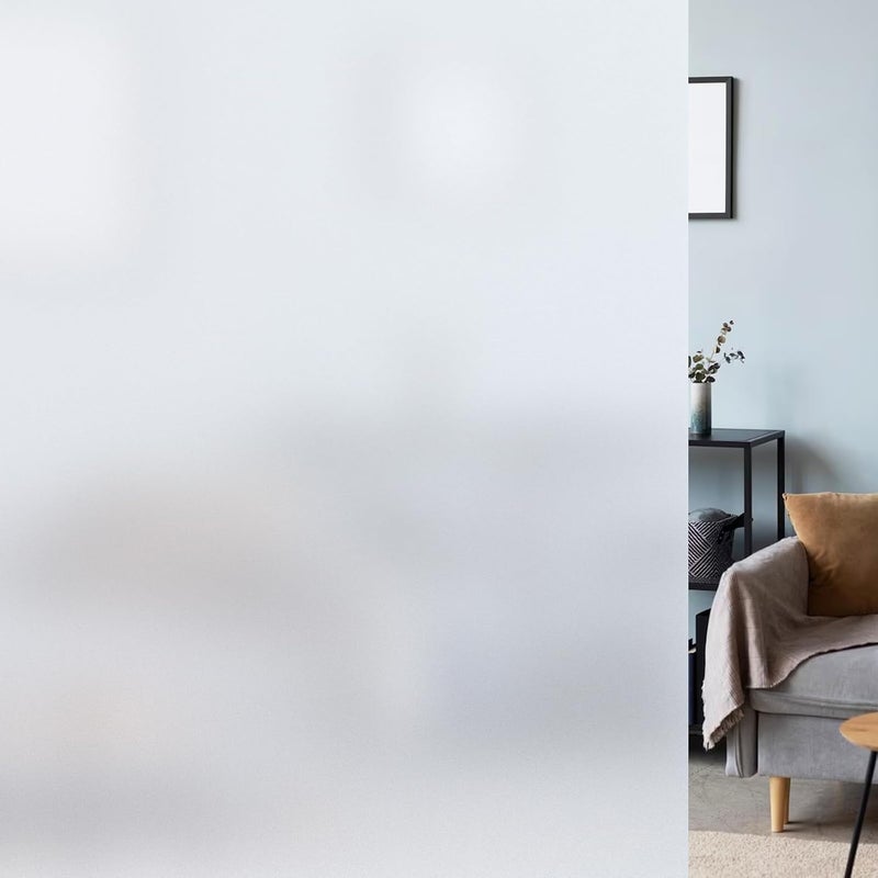 LUTE Window Privacy Film, Frosted Glass Window Film for Bathroom, Static Cling Removable Heat Control Glass Coverings, Non Adhesive Opaque Door Sticker for Home Office (Pure, 17.5" x 78.7") - Image 1